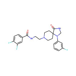 O=C(NCCN1CCC2(CC1)C(=O)NCN2c1cccc(F)c1)c1ccc(F)c(F)c1 ZINC000072137517