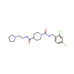 O=C(NCCN1CCCC1)C1CCN(C(=O)NCc2ccc(Cl)cc2Cl)CC1 ZINC000045338278