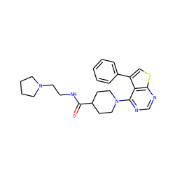 O=C(NCCN1CCCC1)C1CCN(c2ncnc3scc(-c4ccccc4)c23)CC1 ZINC000146502044