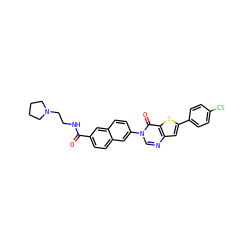 O=C(NCCN1CCCC1)c1ccc2cc(-n3cnc4cc(-c5ccc(Cl)cc5)sc4c3=O)ccc2c1 ZINC000038149702