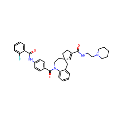 O=C(NCCN1CCCCC1)C1=C[C@@]2(CC1)CCN(C(=O)c1ccc(NC(=O)c3ccccc3F)cc1)c1ccccc1C2 ZINC000026840429