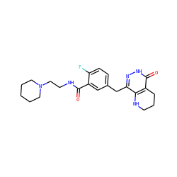O=C(NCCN1CCCCC1)c1cc(Cc2n[nH]c(=O)c3c2NCCC3)ccc1F ZINC000139299796