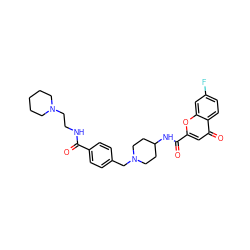 O=C(NCCN1CCCCC1)c1ccc(CN2CCC(NC(=O)c3cc(=O)c4ccc(F)cc4o3)CC2)cc1 ZINC000028884191