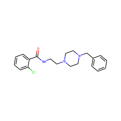 O=C(NCCN1CCN(Cc2ccccc2)CC1)c1ccccc1Cl ZINC000026747652