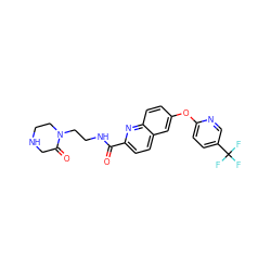 O=C(NCCN1CCNCC1=O)c1ccc2cc(Oc3ccc(C(F)(F)F)cn3)ccc2n1 ZINC001772642292