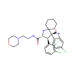 O=C(NCCN1CCOCC1)[C@@H]1NC2(CCCCC2)[C@@]2(C(=O)Nc3cc(Cl)ccc32)[C@H]1c1cccc(Cl)c1F ZINC000169700246