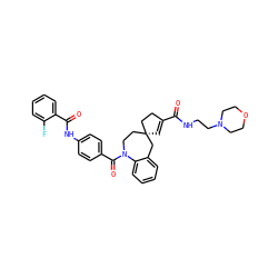 O=C(NCCN1CCOCC1)C1=C[C@@]2(CC1)CCN(C(=O)c1ccc(NC(=O)c3ccccc3F)cc1)c1ccccc1C2 ZINC000026848552