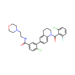 O=C(NCCN1CCOCC1)c1ccc(Cl)c(-c2ccc3c(c2)CCCN3C(=O)c2c(F)cccc2Cl)c1 ZINC000221919663
