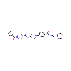 O=C(NCCN1CCOCC1)c1ccc(N2CCC(NC(=O)N3CCN(C(=O)c4cccs4)CC3)CC2)cc1 ZINC000169703288