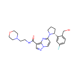 O=C(NCCN1CCOCC1)c1cnn2ccc(N3CCC[C@@H]3c3cc(F)ccc3CO)nc12 ZINC000165560750