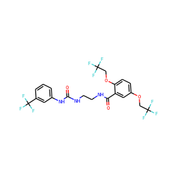 O=C(NCCNC(=O)c1cc(OCC(F)(F)F)ccc1OCC(F)(F)F)Nc1cccc(C(F)(F)F)c1 ZINC000008828935