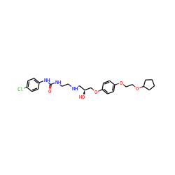 O=C(NCCNC[C@H](O)COc1ccc(OCCOC2CCCC2)cc1)Nc1ccc(Cl)cc1 ZINC000095601471