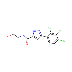 O=C(NCCO)c1cc(-c2ccc(Cl)c(Cl)c2Cl)n[nH]1 ZINC000040393639