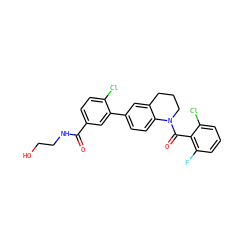 O=C(NCCO)c1ccc(Cl)c(-c2ccc3c(c2)CCCN3C(=O)c2c(F)cccc2Cl)c1 ZINC000211182253