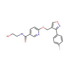 O=C(NCCO)c1ccc(OCc2conc2-c2ccc(F)cc2)nc1 ZINC000141402711