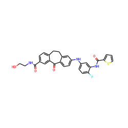 O=C(NCCO)c1ccc2c(c1)C(=O)c1ccc(Nc3ccc(F)c(NC(=O)c4cccs4)c3)cc1CC2 ZINC001772656492