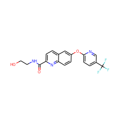 O=C(NCCO)c1ccc2cc(Oc3ccc(C(F)(F)F)cn3)ccc2n1 ZINC001772617863