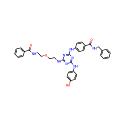 O=C(NCCOCCNc1nc(Nc2ccc(O)cc2)nc(Nc2ccc(C(=O)NCc3ccccc3)cc2)n1)c1ccccc1 ZINC000205713117