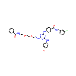 O=C(NCCOCCOCCNc1nc(Nc2ccc(O)cc2)nc(Nc2ccc(C(=O)NCc3cccc(Cl)c3)cc2)n1)c1ccccc1 ZINC000198468009