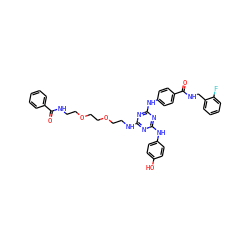 O=C(NCCOCCOCCNc1nc(Nc2ccc(O)cc2)nc(Nc2ccc(C(=O)NCc3ccccc3F)cc2)n1)c1ccccc1 ZINC000198480462