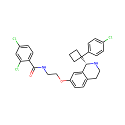 O=C(NCCOc1ccc2c(c1)[C@H](C1(c3ccc(Cl)cc3)CCC1)NCC2)c1ccc(Cl)cc1Cl ZINC000114977821