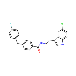 O=C(NCCc1c[nH]c2ccc(Cl)cc12)c1ccc(Cc2ccc(F)cc2)cc1 ZINC000216053379