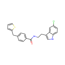 O=C(NCCc1c[nH]c2ccc(Cl)cc12)c1ccc(Cc2cccs2)cc1 ZINC000205316545