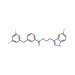 O=C(NCCc1c[nH]c2ccc(Cl)cc12)c1cccc(Cc2cc(F)cc(F)c2)c1 ZINC000216053444