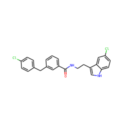 O=C(NCCc1c[nH]c2ccc(Cl)cc12)c1cccc(Cc2ccc(Cl)cc2)c1 ZINC000216052872