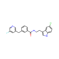 O=C(NCCc1c[nH]c2ccc(Cl)cc12)c1cccc(Cc2cncc(F)c2)c1 ZINC000095577783