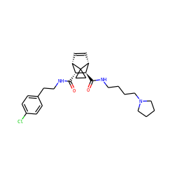 O=C(NCCc1ccc(Cl)cc1)[C@@H]1[C@@H]2C=C[C@H]([C@H]1C(=O)NCCCCN1CCCC1)C21CC1 ZINC000168362778