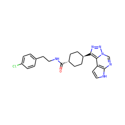 O=C(NCCc1ccc(Cl)cc1)[C@H]1CC[C@H](c2nnn3cnc4[nH]ccc4c23)CC1 ZINC001772631306