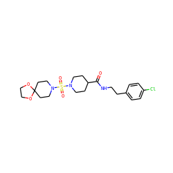 O=C(NCCc1ccc(Cl)cc1)C1CCN(S(=O)(=O)N2CCC3(CC2)OCCO3)CC1 ZINC000002953366
