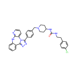O=C(NCCc1ccc(Cl)cc1)NC1CCN(Cc2ccc(-c3nnc4n3-c3cccnc3Nc3ccccc3-4)cc2)CC1 ZINC000096174112
