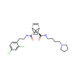 O=C(NCCc1ccc(Cl)cc1Cl)[C@@H]1[C@@H]2C=C[C@H]([C@H]1C(=O)NCCCCN1CCCC1)C21CC1 ZINC000168409495