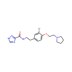 O=C(NCCc1ccc(OCCN2CCCC2)c(Br)c1)c1nc[nH]n1 ZINC000043065294
