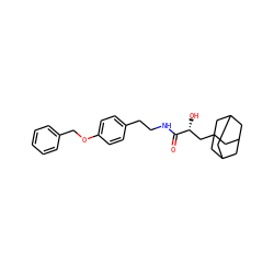 O=C(NCCc1ccc(OCc2ccccc2)cc1)[C@H](O)CC12CC3CC(CC(C3)C1)C2 ZINC000040892312