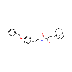 O=C(NCCc1ccc(OCc2ccccc2)cc1)[C@H](O)CCC12CC3CC(CC(C3)C1)C2 ZINC000040892561