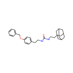 O=C(NCCc1ccc(OCc2ccccc2)cc1)NCCC12CC3CC(CC(C3)C1)C2 ZINC000040896288