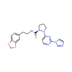 O=C(NCCc1ccc2c(c1)OCO2)[C@H]1CCCN1c1ccnc(-n2ccnc2)n1 ZINC000035276424