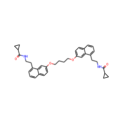 O=C(NCCc1cccc2ccc(OCCCCOc3ccc4cccc(CCNC(=O)C5CC5)c4c3)cc12)C1CC1 ZINC000049783851