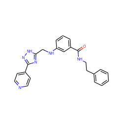O=C(NCCc1ccccc1)c1cccc(NCc2nc(-c3ccncc3)n[nH]2)c1 ZINC001772630399