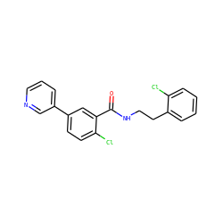 O=C(NCCc1ccccc1Cl)c1cc(-c2cccnc2)ccc1Cl ZINC000072181724