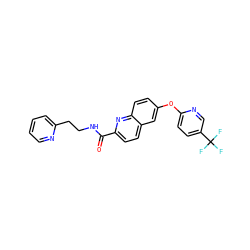 O=C(NCCc1ccccn1)c1ccc2cc(Oc3ccc(C(F)(F)F)cn3)ccc2n1 ZINC001772580878