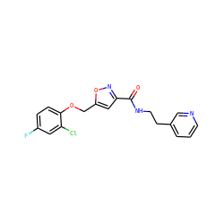 O=C(NCCc1cccnc1)c1cc(COc2ccc(F)cc2Cl)on1 ZINC000015061672