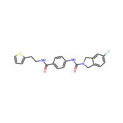 O=C(NCCc1cccs1)c1ccc(NC(=O)N2Cc3ccc(F)cc3C2)cc1 ZINC000165805009