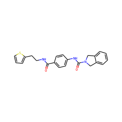 O=C(NCCc1cccs1)c1ccc(NC(=O)N2Cc3ccccc3C2)cc1 ZINC000166156758
