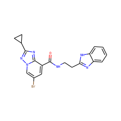 O=C(NCCc1nc2ccccc2[nH]1)c1cc(Br)cn2nc(C3CC3)nc12 ZINC000095577930