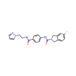 O=C(NCCn1cccn1)c1ccc(NC(=O)N2Cc3ccc(F)cc3C2)cc1 ZINC000167861016