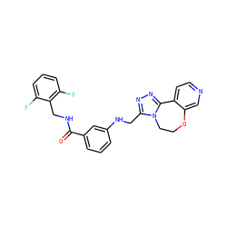 O=C(NCc1c(F)cccc1F)c1cccc(NCc2nnc3n2CCOc2cnccc2-3)c1 ZINC001772650666